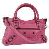 BALENCIAGA The Town Hand Bag Leather 2way Pink 103208 Auth am10166V