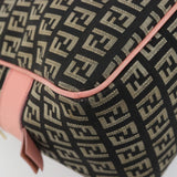Fendi Zucchino Pink & Black Canvas Top Handle Bag with Leather Trim