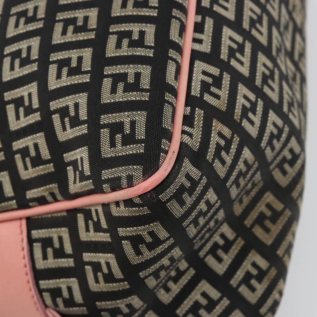 Fendi Zucchino Pink & Black Canvas Top Handle Bag with Leather Trim