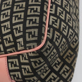 Fendi Zucchino Pink & Black Canvas Top Handle Bag with Leather Trim