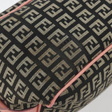 Fendi Zucchino Pink & Black Canvas Top Handle Bag with Leather Trim