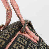 Fendi Zucchino Pink & Black Canvas Top Handle Bag with Leather Trim