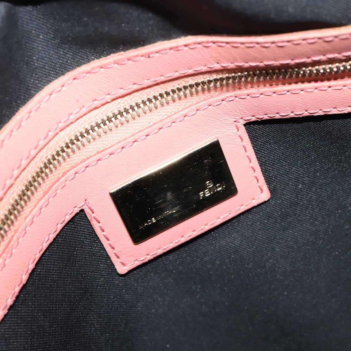 Fendi Zucchino Pink & Black Canvas Top Handle Bag with Leather Trim