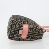 Fendi Zucchino Pink & Black Canvas Top Handle Bag with Leather Trim