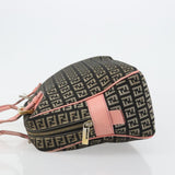 Fendi Zucchino Pink & Black Canvas Top Handle Bag with Leather Trim
