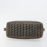 Fendi Zucchino Pink & Black Canvas Top Handle Bag with Leather Trim