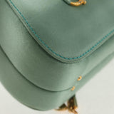#48 Gucci Horsebit Backpack Satin Turquoise Blue Gold