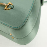 #48 Gucci Horsebit Backpack Satin Turquoise Blue Gold