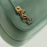 #48 Gucci Horsebit Backpack Satin Turquoise Blue Gold