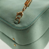 #48 Gucci Horsebit Backpack Satin Turquoise Blue Gold