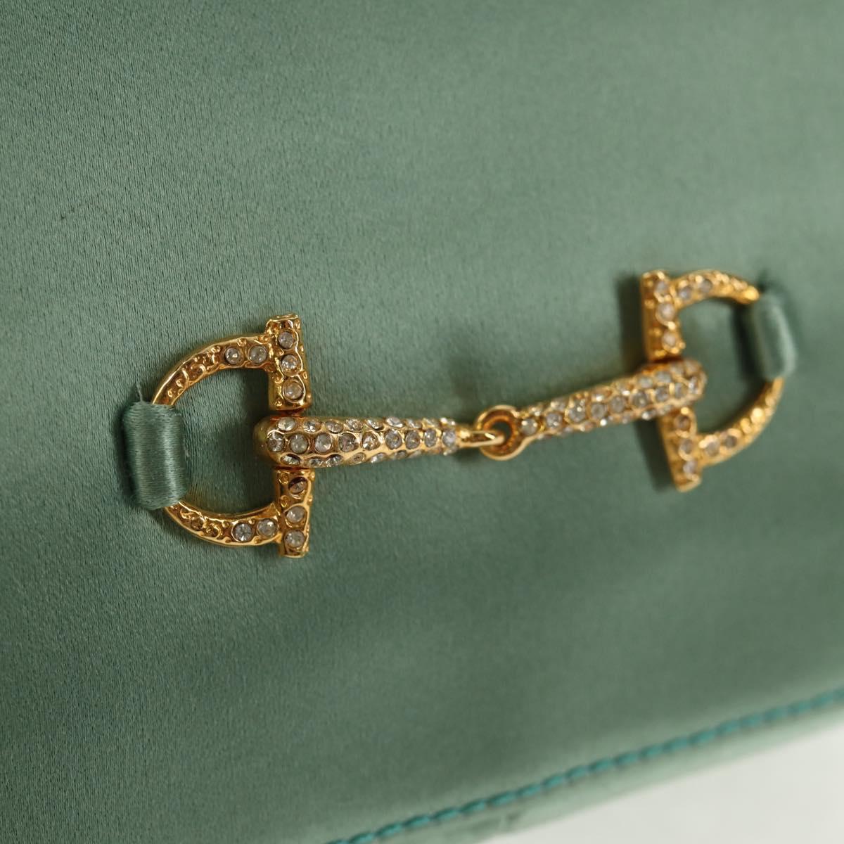 #48 Gucci Horsebit Backpack Satin Turquoise Blue Gold