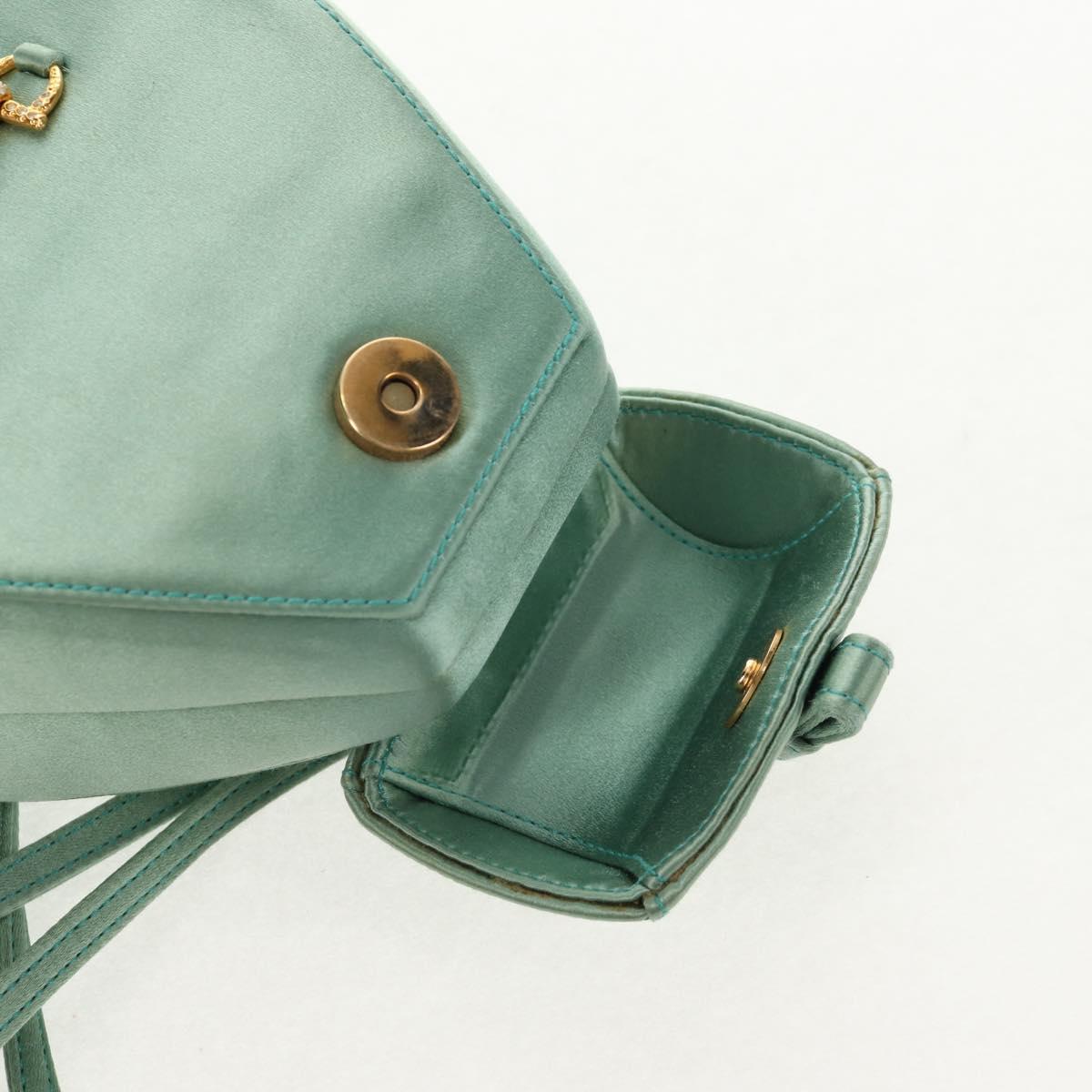 #48 Gucci Horsebit Backpack Satin Turquoise Blue Gold