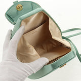 #48 Gucci Horsebit Backpack Satin Turquoise Blue Gold