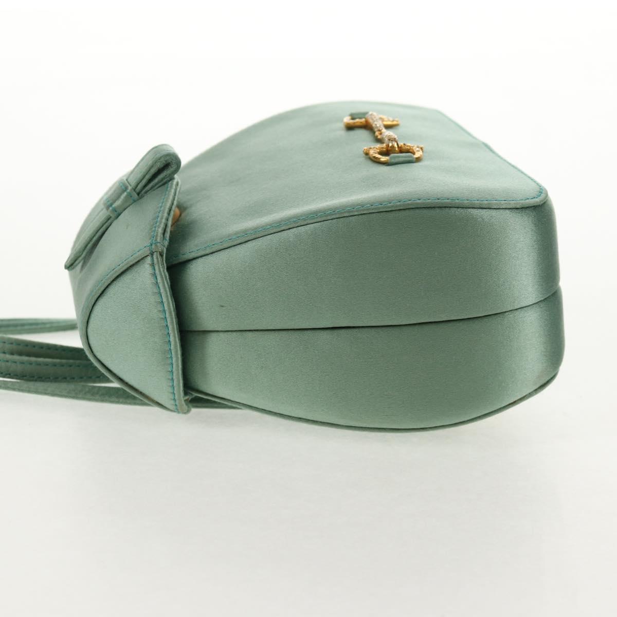 #48 Gucci Horsebit Backpack Satin Turquoise Blue Gold