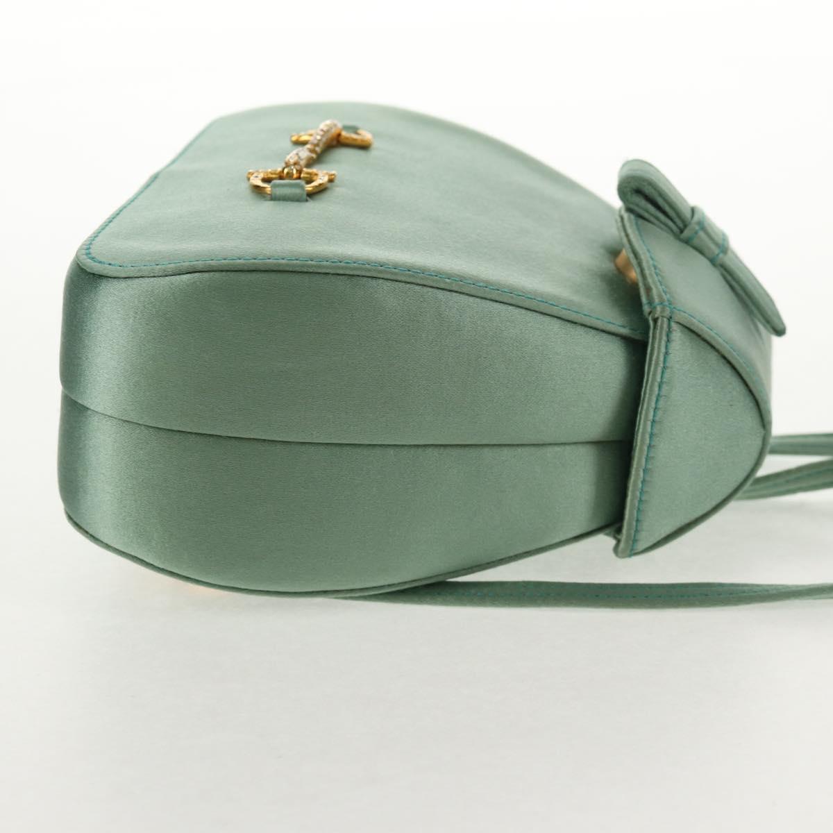 #48 Gucci Horsebit Backpack Satin Turquoise Blue Gold