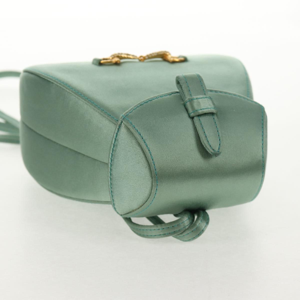 #48 Gucci Horsebit Backpack Satin Turquoise Blue Gold