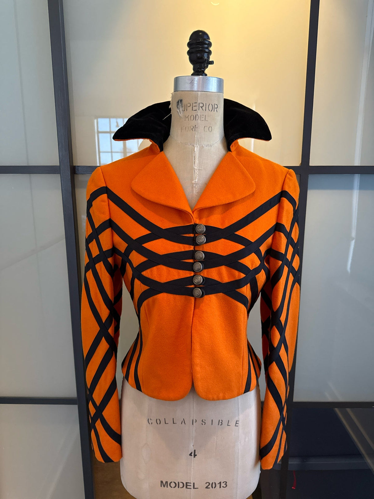 Moschino Cheap & Chic Size 8 Orange & Black Wool Jacket