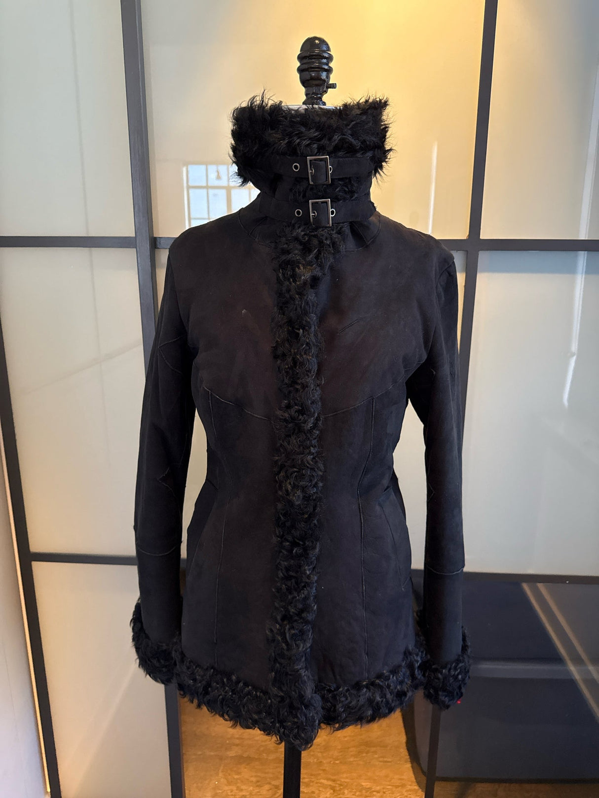 Express Black Size XS Shearling Fur Coat