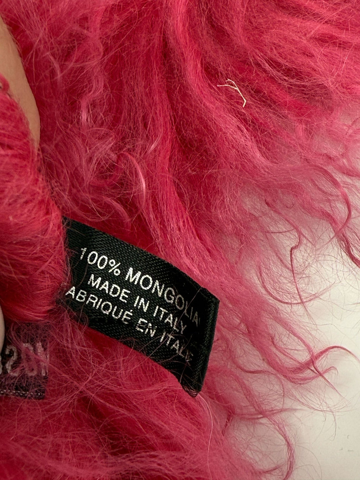 Moschino Fuschia Mongolian Lam Fur Wrap