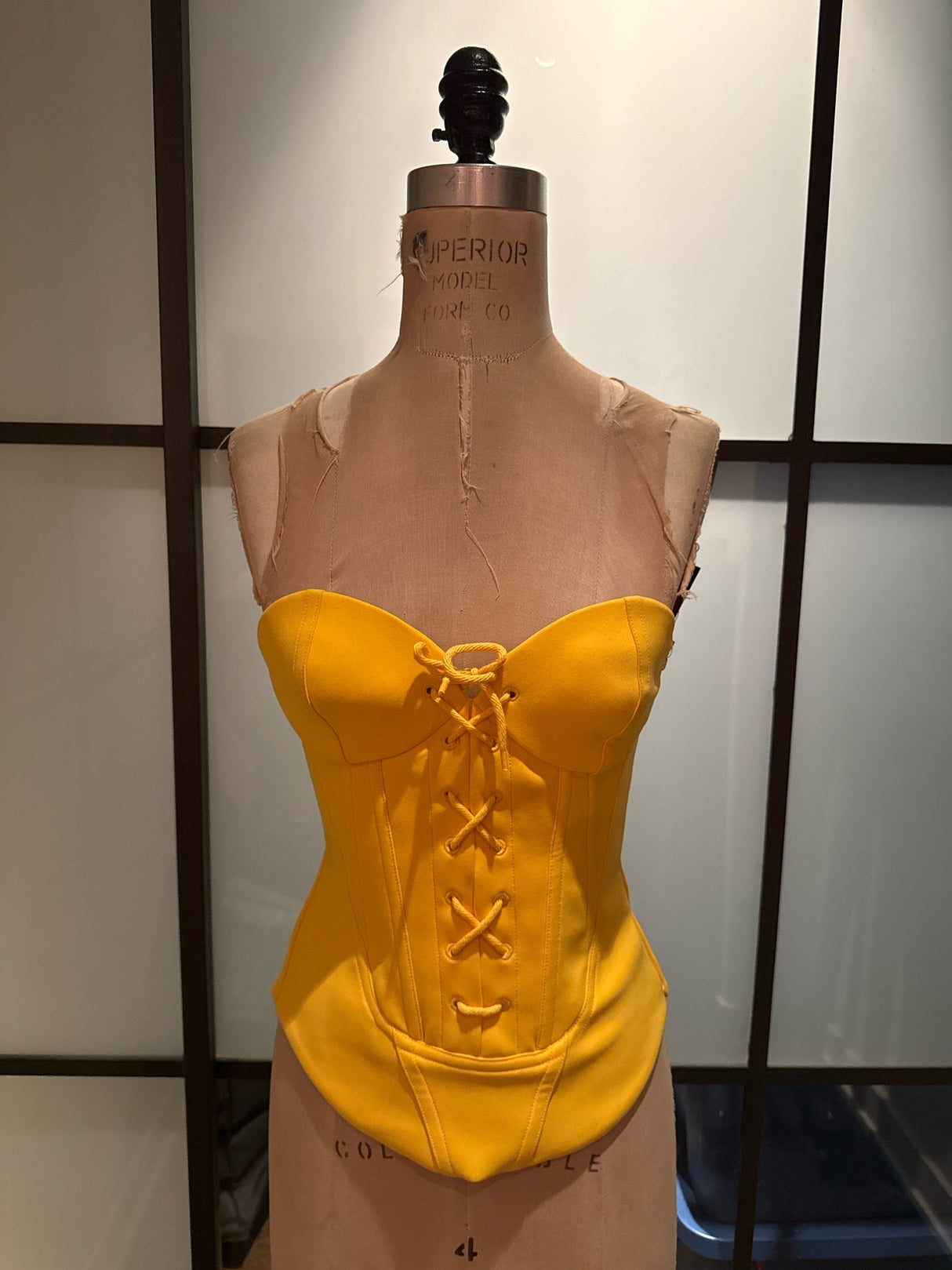 Moschino Size 4 Yellow Lace up Corset