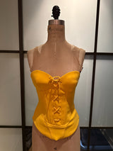 Moschino Size 4 Yellow Lace up Corset