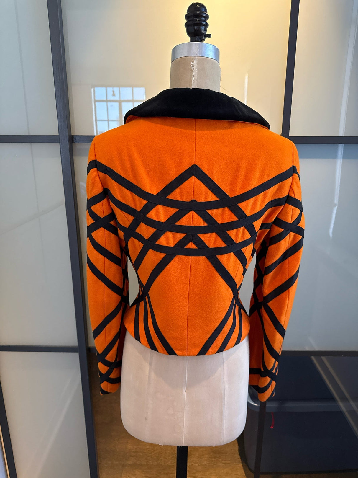 Moschino Cheap & Chic Size 8 Orange & Black Wool Jacket