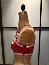 Moschino Size 10 Red & White Sequined SHOP Crop Top