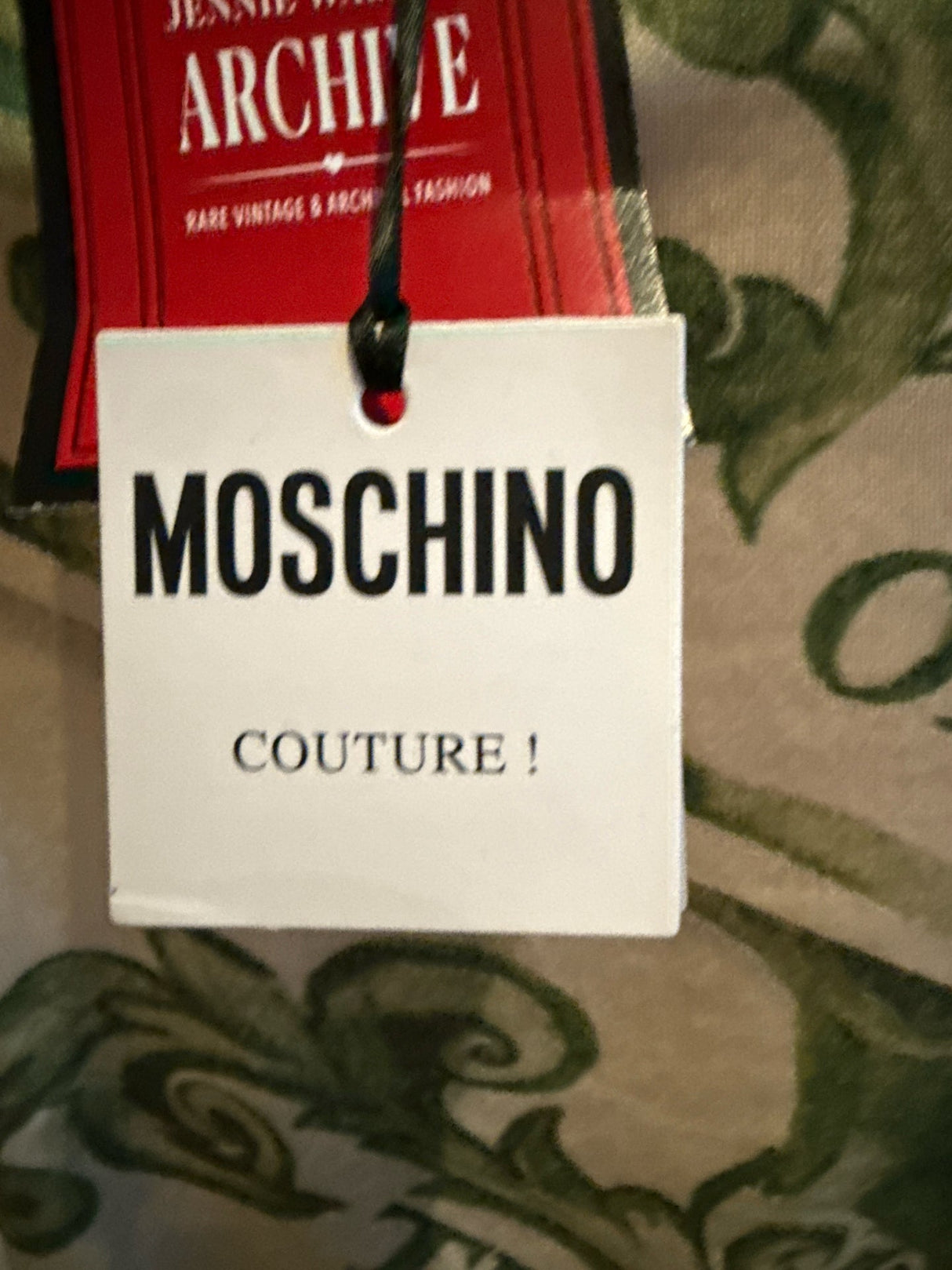 Moschino Size 2 Green & Ivory Wool Knit Gathered Dress NWT