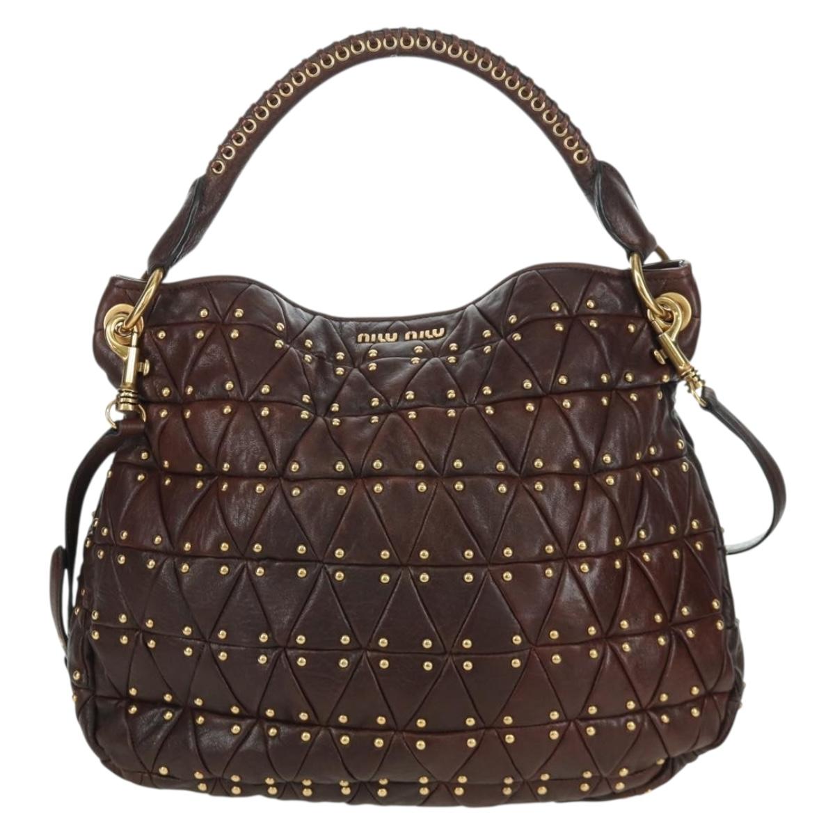 Miu Miu Studded Matelassé Leather Hobo Bag