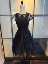 MCQ Alexander McQueen Size IT 36 Black Tulle Feather Lace Dress