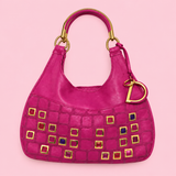 Christian Dior Jeweled Pink Leather Hobo Bag