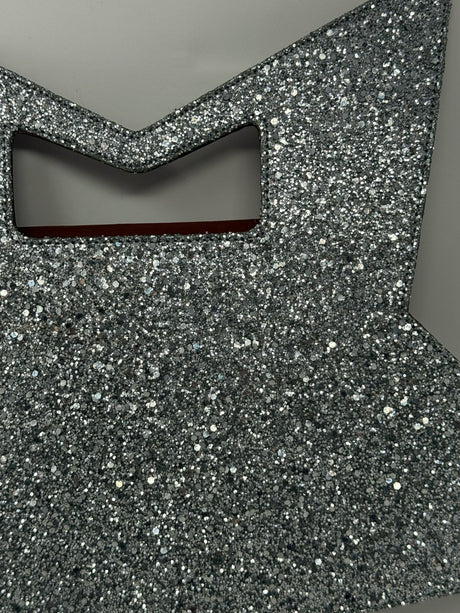 Moschino Silver Glitter Star Bag Clutch