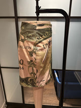 Moschino Green & Ivory Leather Million Dollar Skirt