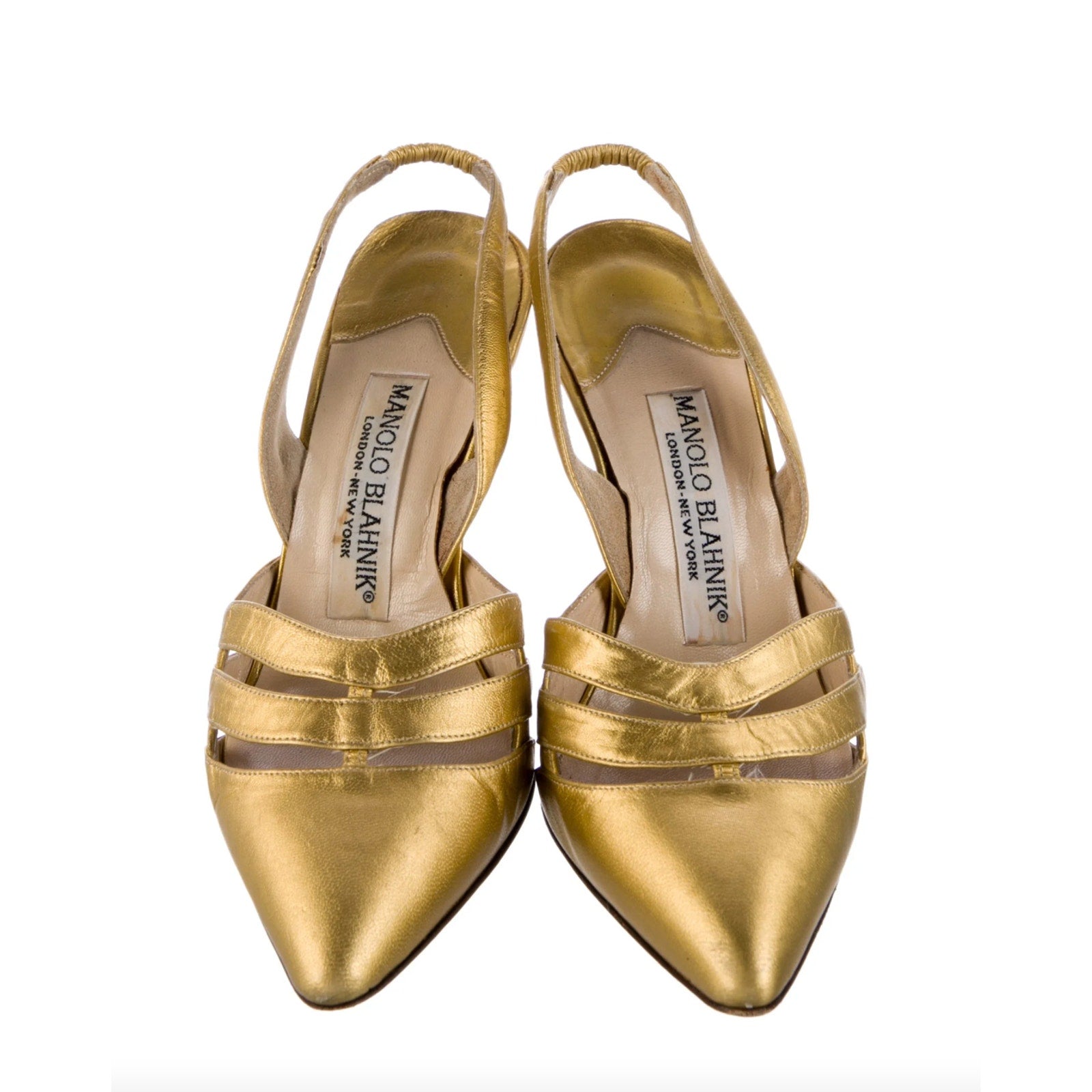 Manolo Blahnik Gold Slingback Pumps