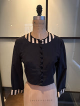 Moschino Black & White Cropped Striped Cuff Jacket