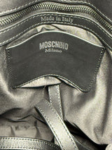Moschino Blue Pink Black Camo Print Leather Tote Bag
