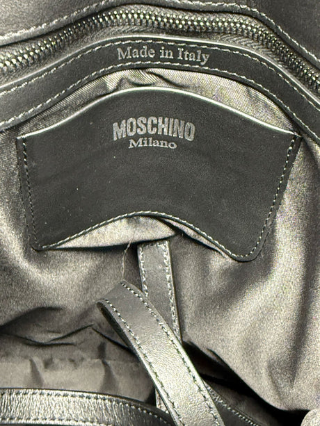 Moschino Blue Pink Black Camo Print Leather Tote Bag