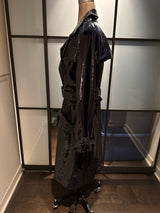 Diane von Furstenberg Size L Navy Blue Patent Leather Trenchcoat