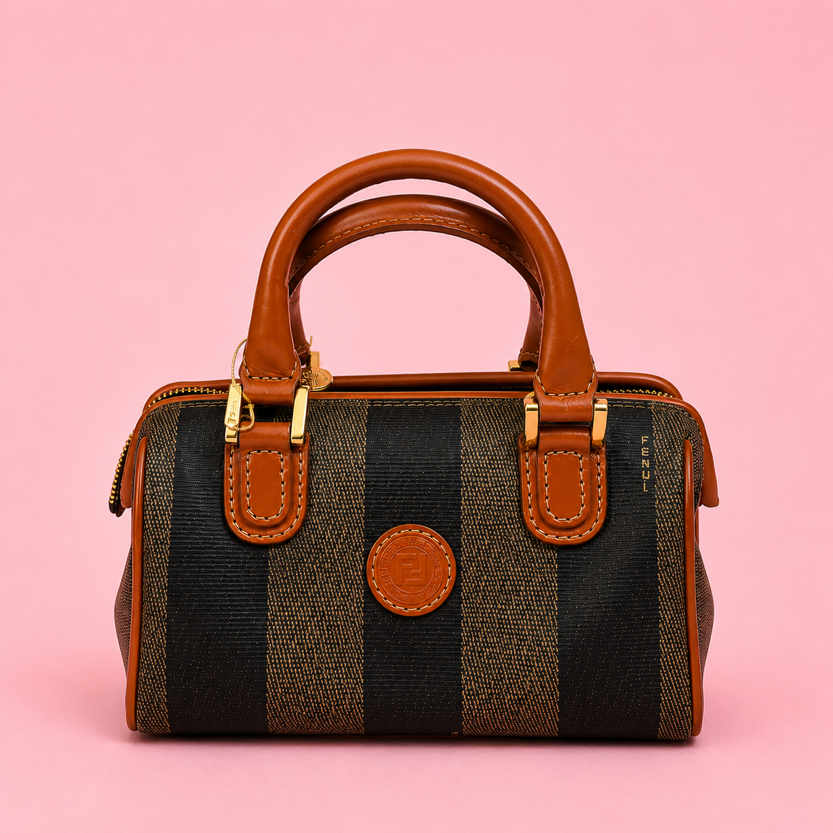 Fendi Pequin Mini Boston Bag