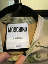 Moschino Size 2 Green & Ivory Wool Knit Gathered Dress NWT