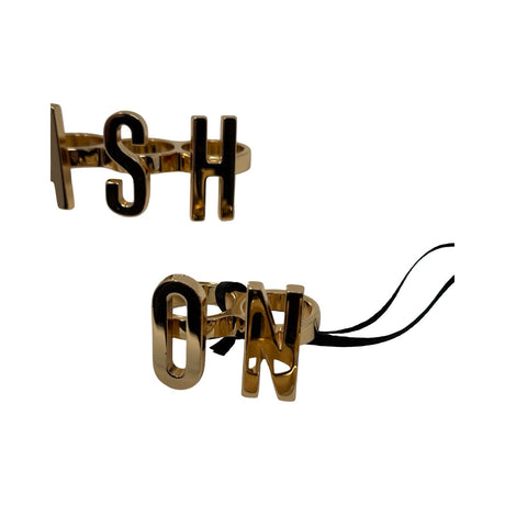 Moschino Gold Fashion Fash On Fash Off  Kunckle Rings Set of 3