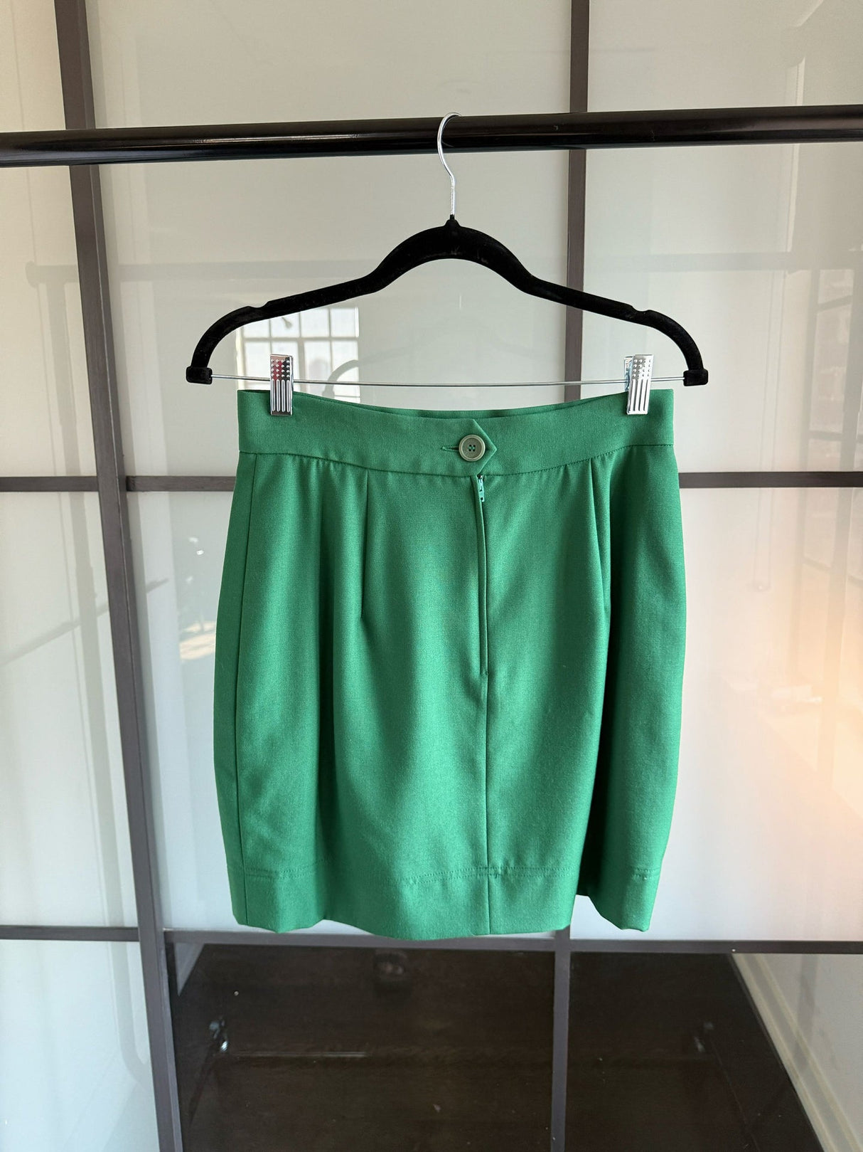 Moschino Cheap & Chic Green & Red Wool House Curtains Skirt Suit