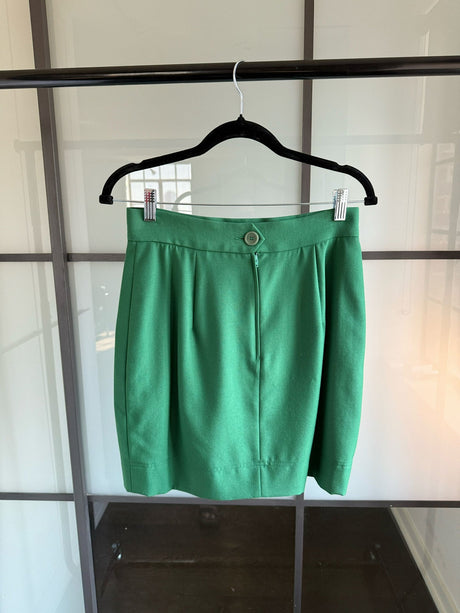 Moschino Cheap & Chic Green & Red Wool House Curtains Skirt Suit
