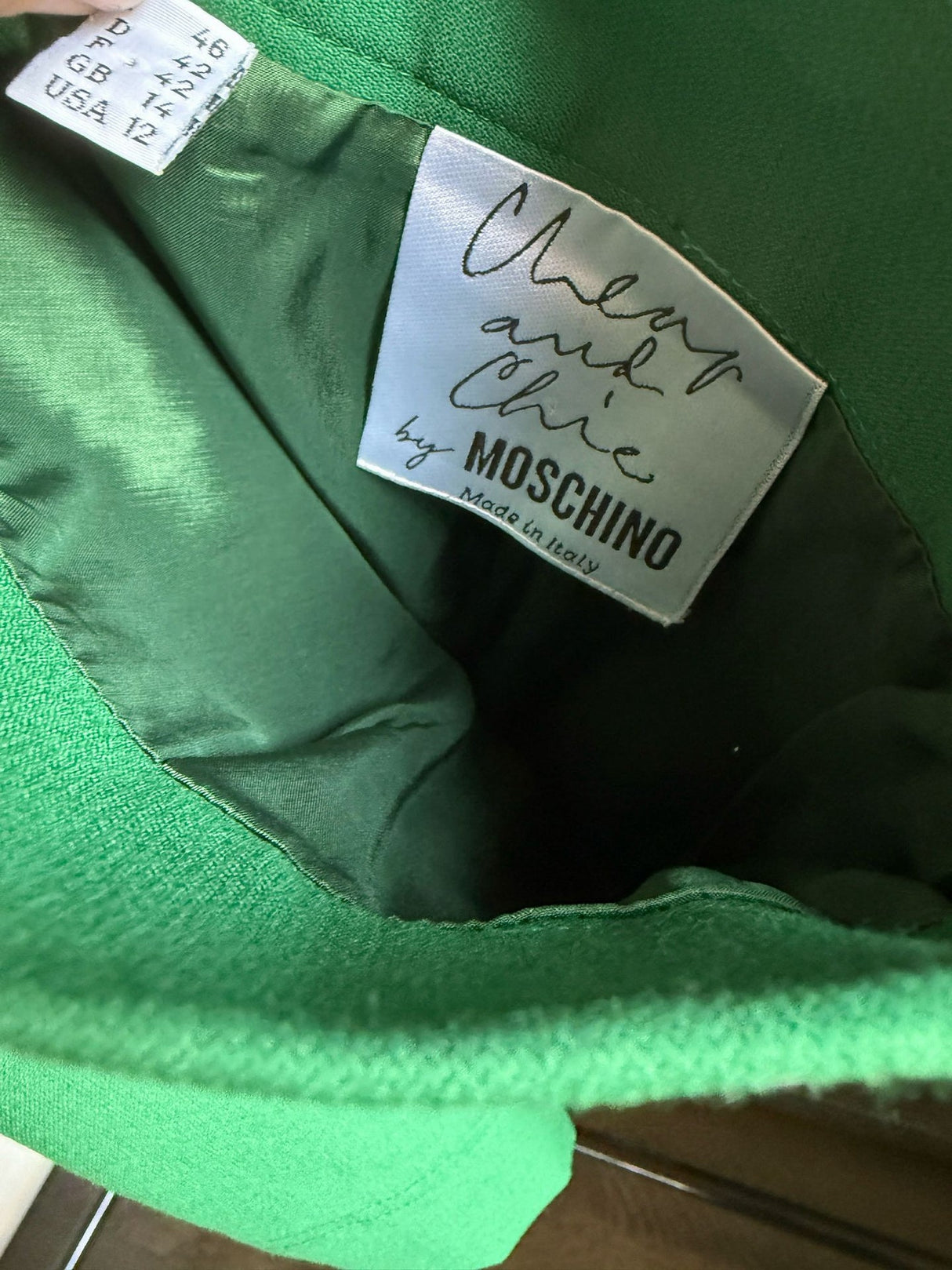 Moschino Cheap & Chic Green & Red Wool House Curtains Skirt Suit