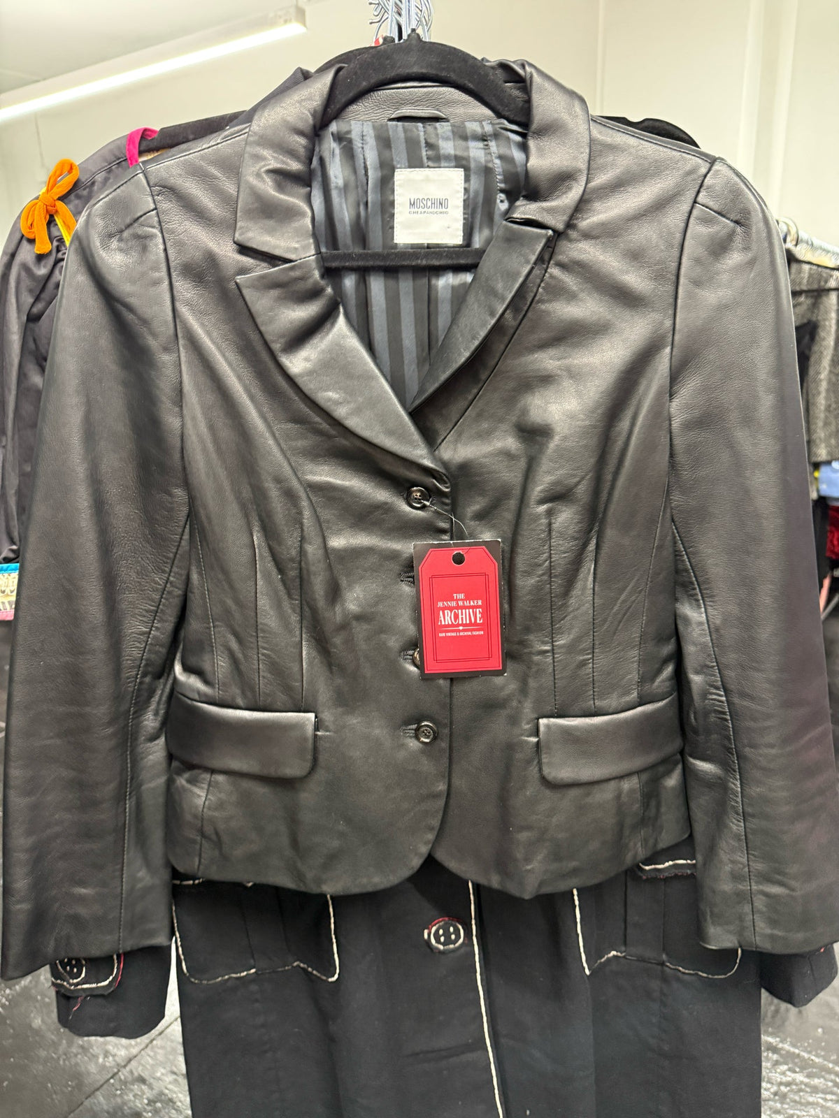 Moschino Size 10 Black Leather Jacket