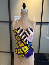 Moschino Size 10 Yellow & Black & Purple Corset Bustier