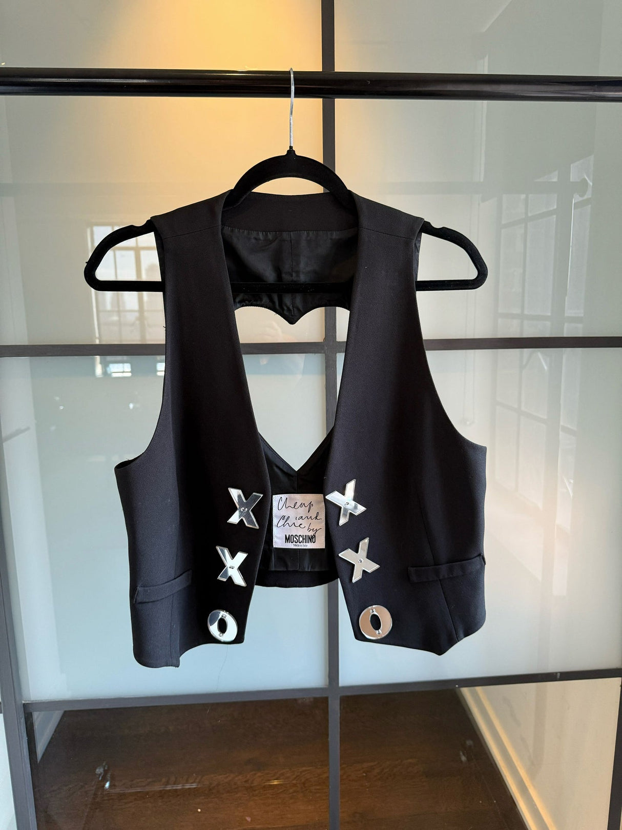 Moschino Cheap & Chic Black Cut Out Heart X O Vest