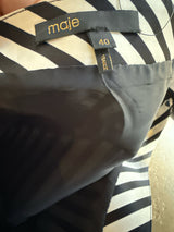 Maje Black & White Striped Ruffle Hem Skirt