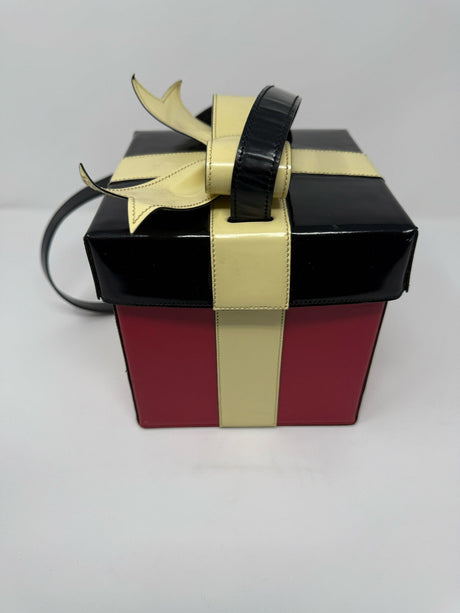 Moschino Red & Black Leather Box Bag