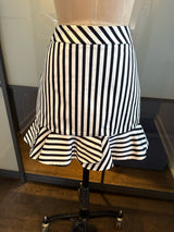 Maje Black & White Striped Ruffle Hem Skirt